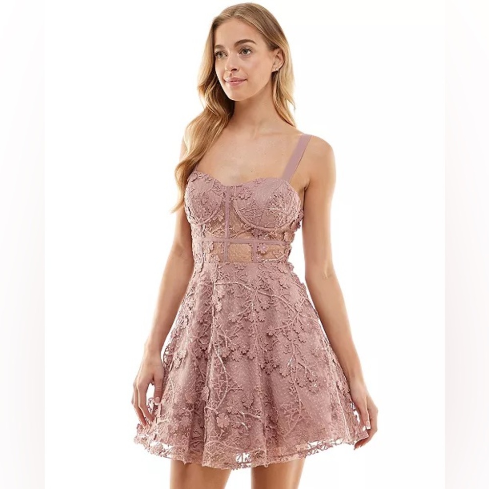 TLC Say Yes To The Prom Womens Juniors Lace Overlay Fit & Flare Dress SZ 9 NWT
